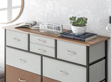 Bedroom Chest of Drawers, 10 Drawer Dresser with Foldable Fabric Drawers and Steel Frame, T3398P330466