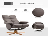 Recliner Armchair, Swivel Reclining Chair With Ottoman, Swivel Faux Leather Chair with Wooden Base T3398P328110