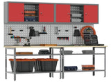Work Bench Set with Lock 8 pcs Red and Grey Powder-Coated Steel 3321503