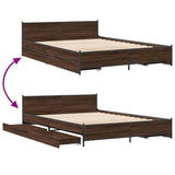 Bed Frame with Drawers without Mattress Brown Oak 150x200 cm King Size 3279931