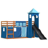 Bunk Bed without Mattress with Slide and Curtains Blue 90x200 cm 3284195