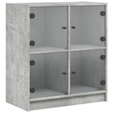 Side Cabinet with Glass Doors Concrete Grey 68x37x75.5 cm 836381