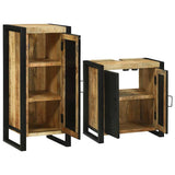 Bathroom Furniture Set with Shelf 2 pcs Brown Soild Mango Wood 3305606