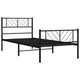 Metal Bed Frame without Mattress with Footboard Black 75x190cm 372187