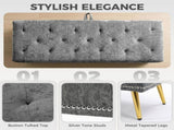 Storage Ottoman, Chenille Upholstered Ottoman Storage Box with Padded Seat, Metal Legs, 114 x 41 x T3398P550316