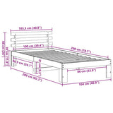 Bed Frame with Headboard White 100 x 200 cm Solid Pine Wood 872624