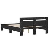 Bed Frame Black Engineered wood, Plywood Double Bed Frame 3207568