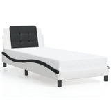 Bed Frame without Mattress "Zadar" White and Black 90x200 cm Faux Leather 3208162
