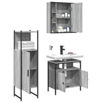 ZNTS 3 Piece Bathroom Cabinet Set Grey Sonoma Engineered Wood 3214758