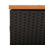 Garden Storage Box Black 220x50x54 cm Poly Rattan Acacia Wood 365958