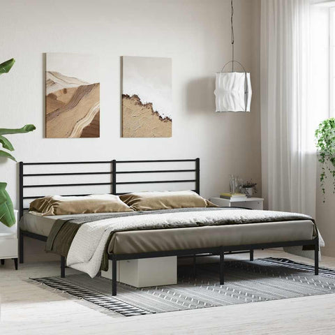 Metal Bed Frame without Mattress with Headboard Black 180x200cm 352323
