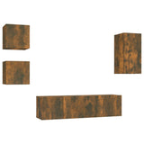 5 Piece TV Cabinet Set Smoked Oak Engineered Wood 3120275