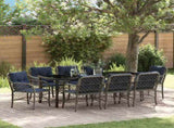 Garden Dining Set with Cushion 9 pcs Grey and Black Rattan 3380252