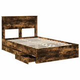 Bed Frame with Drawer Smoked Oak 135 x 190 cm Engineer Wood 3409856