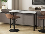 Bar Table Breakfast Marble Grain Dining Table Coffee Table with Adjustable Footpads, 120x40x100cm, T3398P344539