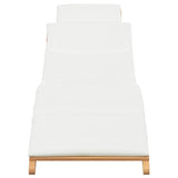Sun Lounger Cream white 188 x 55 x 59 cm Solid teak wood 42008389