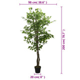 Artificial Ficus Tree 1260 Leaves 200 cm Green 359019