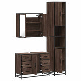 ZNTS 3 Piece Bathroom Furniture Set Brown Oak Engineered Wood 3301084