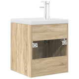 Bathroom Sink Cabinet with Built-in Basin and Faucet Sonoma Oak 3325013