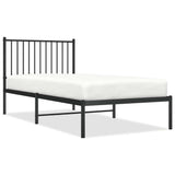 Metal Bed Frame without Mattress with Headboard Black 90x190cm 350856