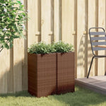 ZNTS Garden Planters 2 pcs Brown 30x30x60 cm Poly Rattan 3210517