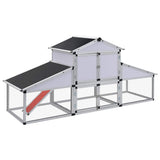 Chicken Coop with Runs and Nest Box Aluminium 41323