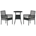 Garden Dining Set 3 pcs Black Poly rattan 3334941