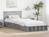 Bed Frame with Shelf Concrete Grey 70 x 190 cm Engineered Wood 3408420