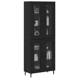 Highboard 2 pcs Black Oak Engineered Wood and Glass 3403182