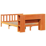 ZNTS Bookcase Bed without Mattress Wax Brown 135x190 cm Double Solid Wood Pine 3321668