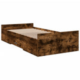 Bed Frame with Drawers without Mattress Smoked Oak 100x200 cm 3280332