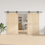 Sliding Door Hardware Kit 366 cm Steel Black 3295793