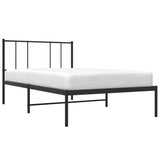 Metal Bed Frame without Mattress with Headboard Black 90x190cm 352472
