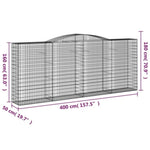 Arched Gabion Baskets 10 pcs 400x50x160/180 cm Galvanised Iron 3147043