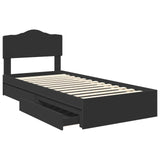 Storage Bed with Headboard Black 90 x 190 cm Engineered Wood 3413139