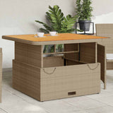 Garden Table Beige 110x110x71 cm Poly Rattan and Acacia Wood 368274