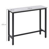 Bar Table Breakfast Marble Grain Dining Table Coffee Table with Adjustable Footpads, 120x40x100cm, T3398P344539