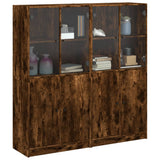 Bookcase with Doors Smoked Oak 136x37x142 cm Engineered Wood 3206528
