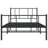 Metal Bed Frame without Mattress with Footboard Black 100x190cm 352492