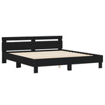 ZNTS Bed Frame with LED without Mattress Black 180x200 cm Super King 3207526