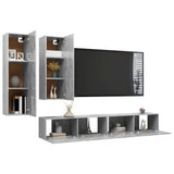 4 Piece TV Cabinet Set Concrete Grey Engineered Wood 3079153