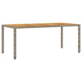 Garden Table with Acacia Wood Top Grey 190x90x75 cm Poly Rattan 365542