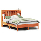 Bookcase Bed without Mattress Wax Brown 150x200 cm King Size Solid Wood Pine 3322908