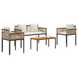 Outdoor Furniture Set Beige and Cream White Poly Rattan 42025228