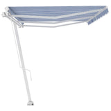 Freestanding Manual Retractable Awning 600x300 cm Blue/White 3069596
