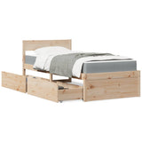 Bed with Drawers and Mattress 90x190 cm Single Solid Wood Pine 3281919
