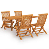 ZNTS 5 Piece Garden Dining Set Solid Teak Wood 3059593