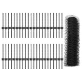 Fence with Post Grey 0.4 x 100 m Steel and PVC 3336915