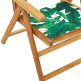 7 Piece Garden Dining Set Leaf Pattern Fabric and Solid Wood 3281728