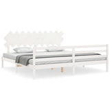Bed Frame without Mattress White 200x200 cm Solid Wood 3195307